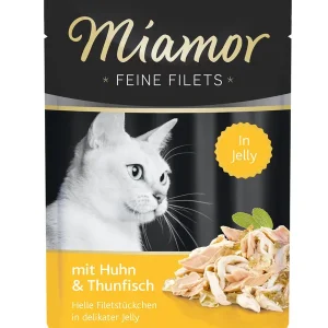 Sparpaket 24 x 100 g Miamor Feine Filets Huhn & Thunfisch in Jelly Katzen Nassfutter Mega-Angebot